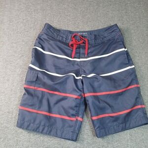 Old Navy Men's Size S/P Blue Red White Striped‎ Pocketed Beach Board Swim Trunks